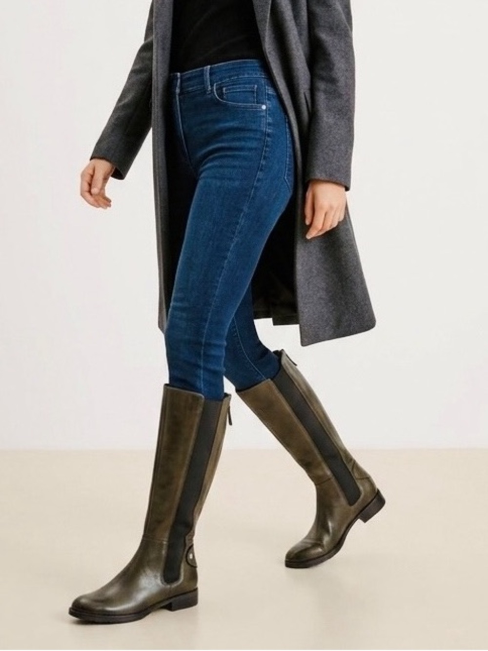Rare New Franco Sarto Tahini Leather Tall Riding Boots Moss Olive Size 7